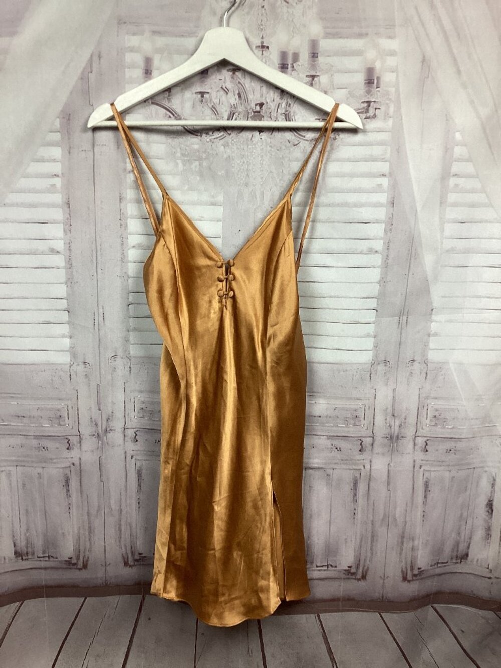 Victoria’s Secret Gold Label 100% Silk Mini Nightgown Slip Dress S